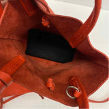 Made in Italy Orange Leather Pebbled Satchel Handbag