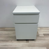 Solid White Side Table/ Cabinet w/ Wheels