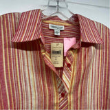 Coldwater Creek Size PL Women's Red-Multi Stripe Button Up Shirt
