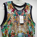 Johnny Was Size L Women's Black-Multi Botanical Tank Top Sleeveless Top