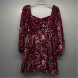 Showpo Size S-4 Women's Fuschia Floral Long Sleeve Dress