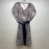 Tulle Size Xl Women's Blue-Multi Pattern Short Sleeve Dress