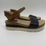 Josef Seibel Size 38-7.5 Women's Beige-Black Cut Out Platform Sandals