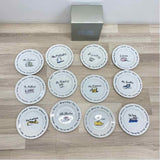 Pottery Barn Set of 12 Collector's Edition Decade Plates 8"Round NEW IN BOX