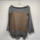 By Anthropologie Size S Women's Gray-Orange Stripe Pullover Sweater