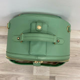 Smart Birdy Pistachio Green Solid Faux Leather Round Suitcase