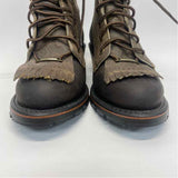 Double H Size 7 Women's Brown Distressed Lace Up Boots
