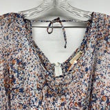 Tulle Size Xl Women's Blue-Multi Pattern Short Sleeve Dress