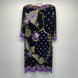 Donna Morgan Size 12-M Women's Black-Multi Pattern Shift Dress