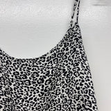 Elan Women's Size L Black-White Animal Print Spaghetti Strap Sleeveless Top