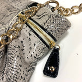 Betsey Johnson Tan-Black Leather Animal Print Satchel Handbag