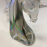 Unicorn Shaped Figurine Iridescent Hand Blown Art Glass