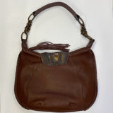Chi Designed by Falchi Brown Leather Pebbled Shoulder Handbag