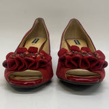Alex Marie Size 6 Women's Red Embossed Open Toe Shoes