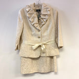 Adrianna Papell Size 8 Cream-Gold Embossed Pencil Skirt