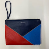 Nautica Red-Multicolored Faux Leather Colorblock Silver Hardware Clutch