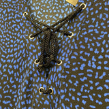 Michael Michael Kors Size S Women's Blue-Black Pattern Faux Wrap Blouse