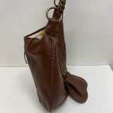 Chi Designed by Falchi Brown Leather Pebbled Shoulder Handbag