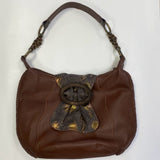 Chi Designed by Falchi Brown Leather Pebbled Shoulder Handbag