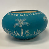 Handmade Aqua-White Ceramic Pottery Bowl