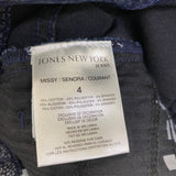 Jones New York Jeans Size 4 Women's Navy Pattern Straight Leg Jeans