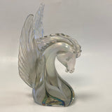 Winged Horse Shaped Figurine Iridescent Art Glass