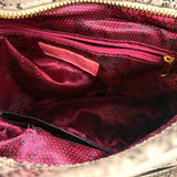 Betsey Johnson Tan-Black Leather Animal Print Satchel Handbag