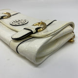 Antonio Melani White Patent Leather Animal Print Shoulder Handbag