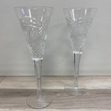 Waterford Millennium Celebration Toasting Clear Crystal Champagne Flutes - Set o