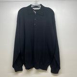 Jhane Barnes Men's Size L Black Knit Wool Blend Solid Men's Long Sleeve Shirt