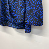 Michael Michael Kors Size S Women's Blue-Black Pattern Faux Wrap Blouse