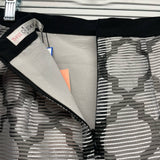 Three of Something Size XS- 0 Women's Silver-Black Pattern Pencil-Knee Skirt