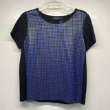 Trouve Size M Women's Black-BLue Cut Out Shell Short Sleeve Top