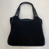 Talbots Black Flat Cordoroy Quilted Satchel Handbag