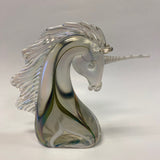Unicorn Shaped Figurine Iridescent Hand Blown Art Glass