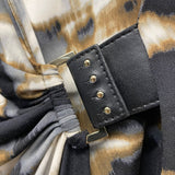 Calvin Klein Size M Women's Black-Multi Pattern Faux Wrap Dress