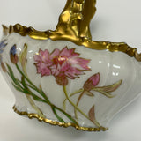 Limoges White-Multicolor Hand Painted Porcelain Basket