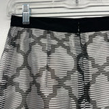 Three of Something Size XS- 0 Women's Silver-Black Pattern Pencil-Knee Skirt