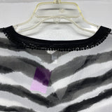 Chico's Size 1-M Women's Black-White Stripe 3/4 Sleeve Blouse