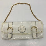 Antonio Melani White Patent Leather Animal Print Shoulder Handbag