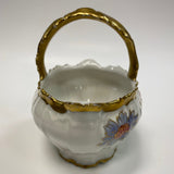 Limoges White-Multicolor Hand Painted Porcelain Basket