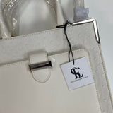 Snob Essentials White Textured Faux Leather Shoulder Handbag