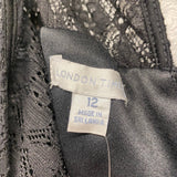 London Times Women's Size 12-M/L Black Patchwork Sleeveless Dress