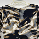 Calvin Klein Size M Women's Black-Multi Pattern Faux Wrap Dress