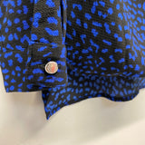 Michael Michael Kors Size S Women's Blue-Black Pattern Faux Wrap Blouse