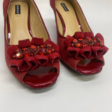 Alex Marie Size 6 Women's Red Embossed Open Toe Shoes