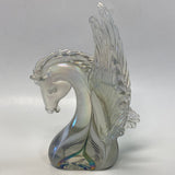 Winged Horse Shaped Figurine Iridescent Art Glass