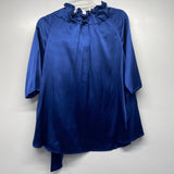 Never a Wallflower Size M Women's Blue Solid 3/4 Sleeve Blouse