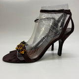 Style & CO Size 9 Women's Brown Beaded High Heel Sandals
