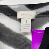 Chico's Size 1-M Women's Black-White Stripe 3/4 Sleeve Blouse